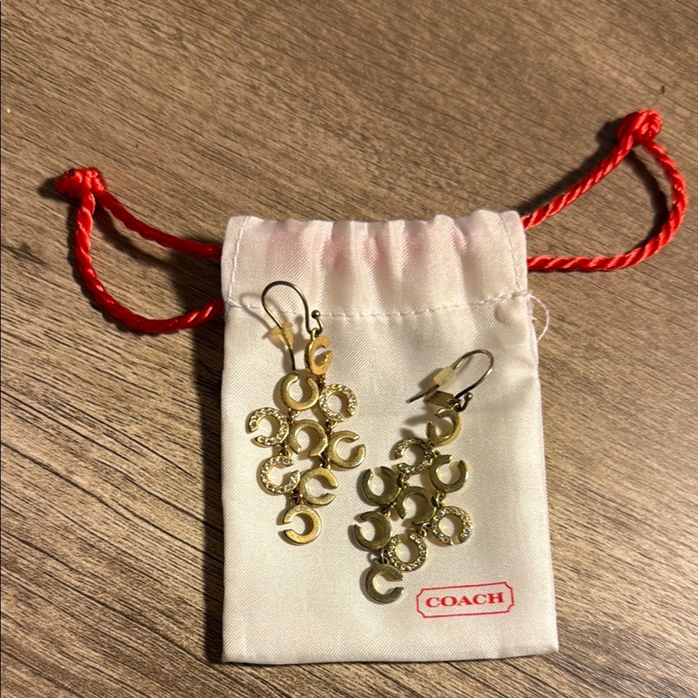 Coach Gold Swirl Drop Earrings